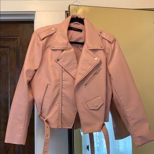 Zara Basics Pink Leather Jacket